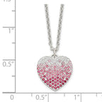 FJC Finejewelers 925 Sterling Silver 18+2in with ext. Pink, Red and Clear CZ Heart Necklace 18 Inches x 14 mm