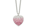FJC Finejewelers 925 Sterling Silver 18+2in with ext. Pink, Red and Clear CZ Heart Necklace 18 Inches x 14 mm
