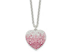 FJC Finejewelers 925 Sterling Silver 18+2in with ext. Pink, Red and Clear CZ Heart Necklace 18 Inches x 14 mm