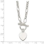 FJC Finejewelers 925 Sterling Silver Polished Heart Charm Fancy Link Necklace 18 Inches x 12 mm