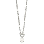 FJC Finejewelers 925 Sterling Silver Polished Heart Charm Fancy Link Necklace 18 Inches x 12 mm