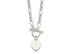 FJC Finejewelers 925 Sterling Silver Polished Heart Charm Fancy Link Necklace 18 Inches x 12 mm