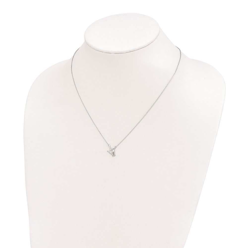 FJC Finejewelers 925 Sterling Silver Cable  I Love You Hand Signal Necklace 18 Inches x 12 mm