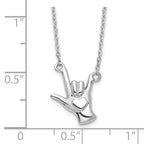 FJC Finejewelers 925 Sterling Silver Cable  I Love You Hand Signal Necklace 18 Inches x 12 mm