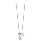 FJC Finejewelers 925 Sterling Silver CZ  Love and Heart Bead Chain Necklace 18 Inches x 5.7 mm