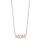 FJC Finejewelers 925 Sterling Silver Cable Polished Rose-tone CZ MOM 18in Necklace 18 Inches x 18 mm