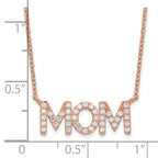FJC Finejewelers 925 Sterling Silver Cable Polished Rose-tone CZ MOM 18in Necklace 18 Inches x 18 mm