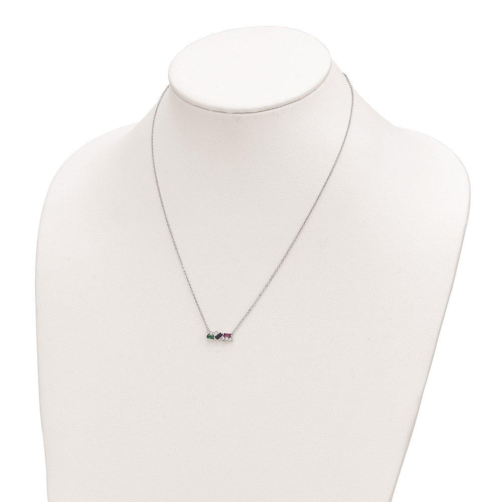 FJC Finejewelers 925 Sterling Silver Cable  Polished Multi-color CZ Necklace 18 Inches x 15 mm
