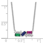 FJC Finejewelers 925 Sterling Silver Cable  Polished Multi-color CZ Necklace 18 Inches x 15 mm