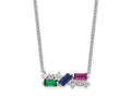 FJC Finejewelers 925 Sterling Silver Cable  Polished Multi-color CZ Necklace 18 Inches x 15 mm