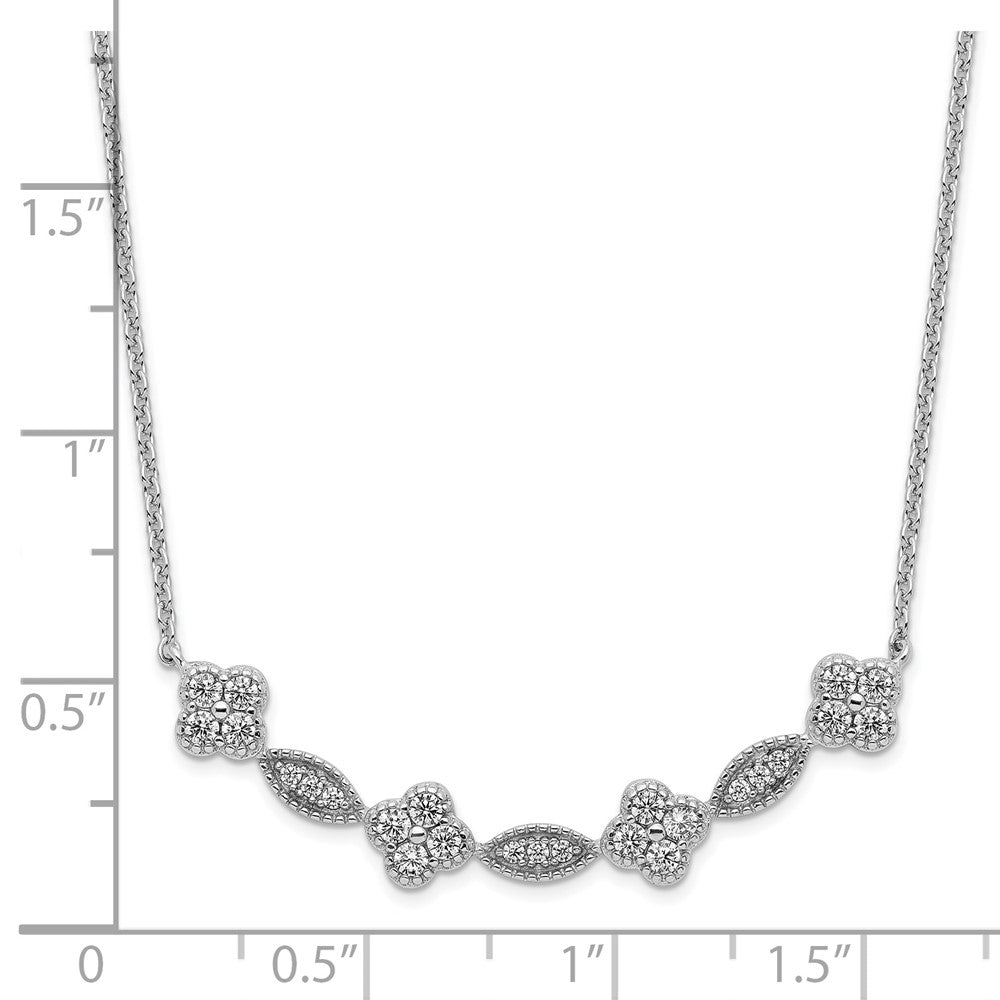 FJC Finejewelers 925 Sterling Silver Rhodium Plated Polished Fancy CZ Necklace 17 Inches x 38 mm