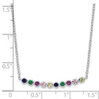 FJC Finejewelers 925 Sterling Silver Cable  Polished Multi-color CZ Bar Necklace 18 Inches x 30 mm