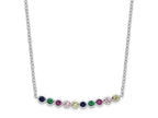 FJC Finejewelers 925 Sterling Silver Cable  Polished Multi-color CZ Bar Necklace 18 Inches x 30 mm