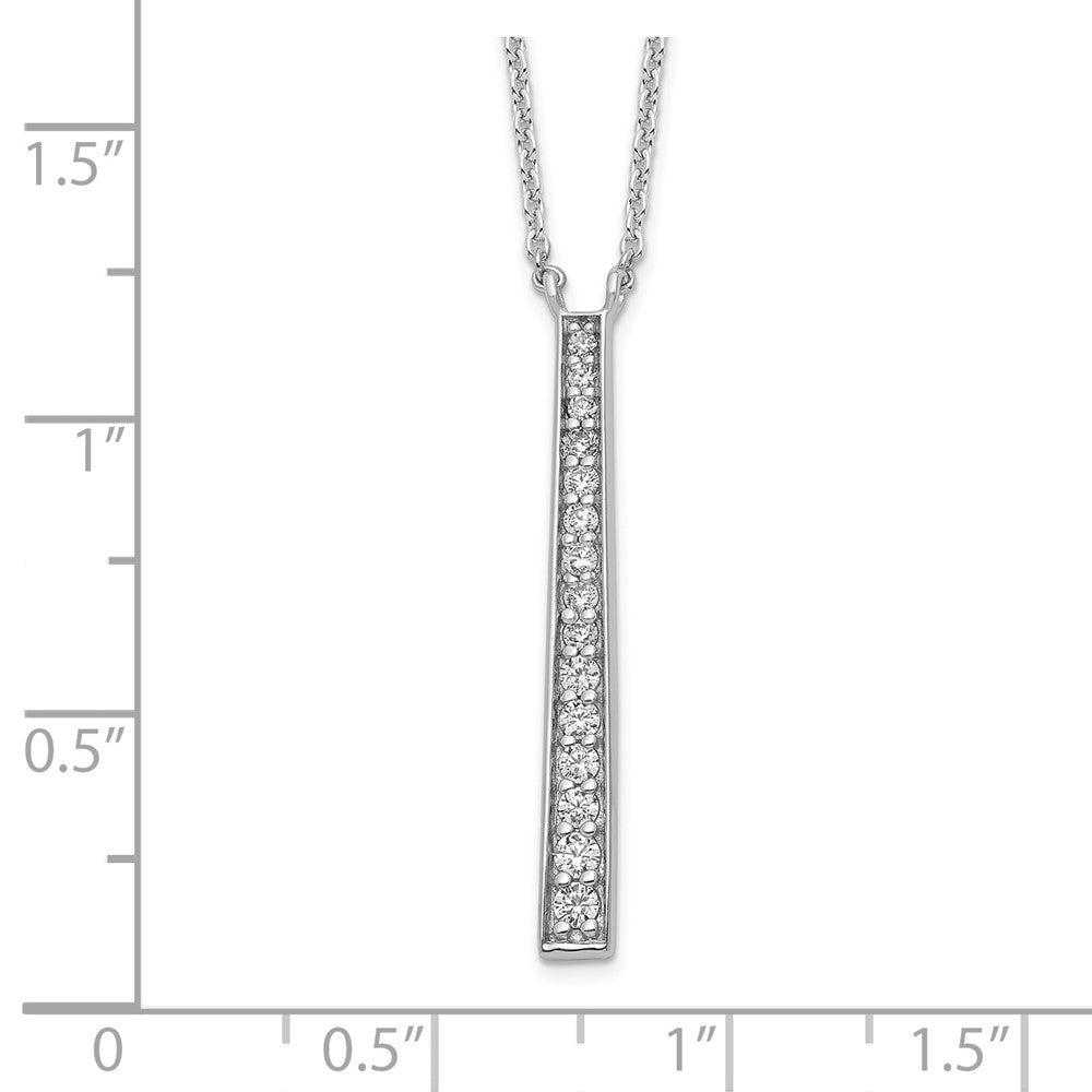 FJC Finejewelers 925 Sterling Silver Rhodium Plated Polished CZ Tapered Pendant Necklace 17 Inches x 3 mm