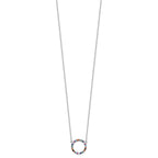 FJC Finejewelers 925 Sterling Silver Cable  Polished Multi-color Circle CZ Necklace 18 Inches x 14 mm
