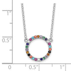 FJC Finejewelers 925 Sterling Silver Cable  Polished Multi-color Circle CZ Necklace 18 Inches x 14 mm