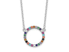 FJC Finejewelers 925 Sterling Silver Cable  Polished Multi-color Circle CZ Necklace 18 Inches x 14 mm