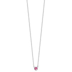 FJC Finejewelers 925 Sterling Silver Fancy Rhodium Plated Pink Crystal Necklace 18 Inches x 6 mm