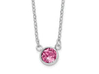 FJC Finejewelers 925 Sterling Silver Fancy Rhodium Plated Pink Crystal Necklace 18 Inches x 6 mm