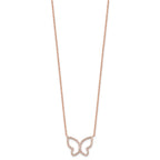 FJC Finejewelers 925 Sterling Silver Rose-tone Open Butterfly CZ with 2 in ext. Necklace 16 Inches x 21 mm