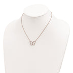 FJC Finejewelers 925 Sterling Silver Rose-tone Open Butterfly CZ with 2 in ext. Necklace 16 Inches x 21 mm