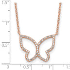 FJC Finejewelers 925 Sterling Silver Rose-tone Open Butterfly CZ with 2 in ext. Necklace 16 Inches x 21 mm