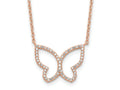 FJC Finejewelers 925 Sterling Silver Rose-tone Open Butterfly CZ with 2 in ext. Necklace 16 Inches x 21 mm