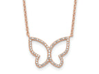 FJC Finejewelers 925 Sterling Silver Rose-tone Open Butterfly CZ with 2 in ext. Necklace 16 Inches x 21 mm