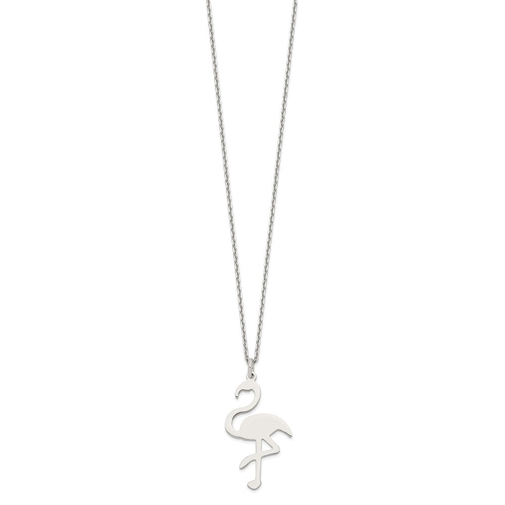 FJC Finejewelers 925 Sterling Silver Cable Polished Flamingo Necklace 16 Inches x 17 mm