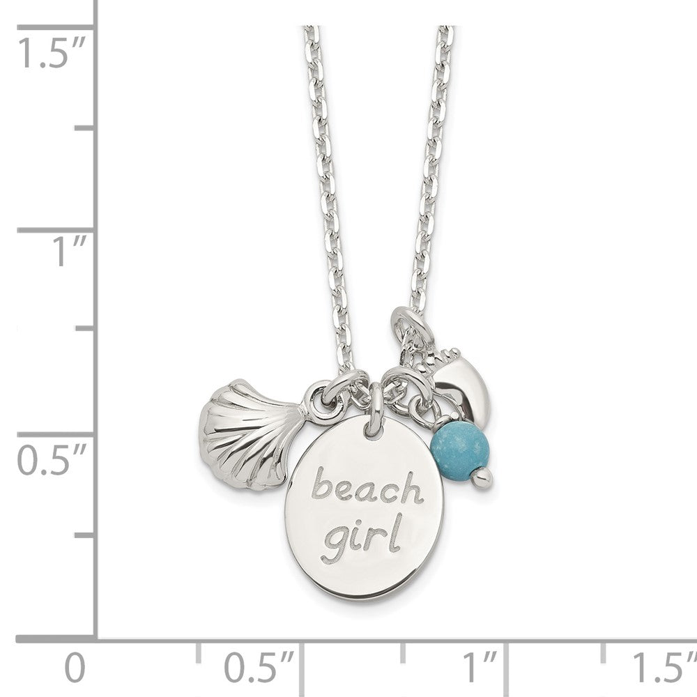 FJC Finejewelers 925 Sterling Silver Turquoise Bead and Shell Beach Girl Necklace 16 Inches x 9.95 mm