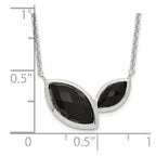 FJC Finejewelers 925 Sterling Silver Fancy Faceted Onyx Necklace 18 Inches x 18 mm
