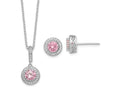 FJC Finejewelers 925 Sterling Silver Polished Rhodium Plated CZ 18in Necklace/Post Earrings Jewelry Set