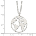 FJC Finejewelers 925 Sterling Silver Polished/Satin World with .75 in ext Necklace 17 Inches x 22 mm