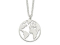 FJC Finejewelers 925 Sterling Silver Polished/Satin World with .75 in ext Necklace 17 Inches x 22 mm