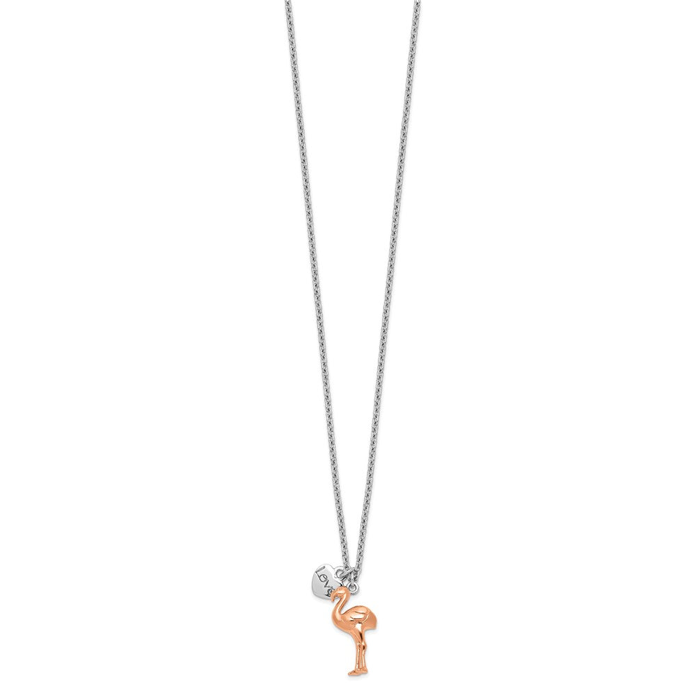 FJC Finejewelers Gold Plated Silver  Rose-tone Flamingo Heart 16.5 + 1in Necklace 16 Inches x 8 mm