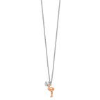 FJC Finejewelers Gold Plated Silver  Rose-tone Flamingo Heart 16.5 + 1in Necklace 16 Inches x 8 mm