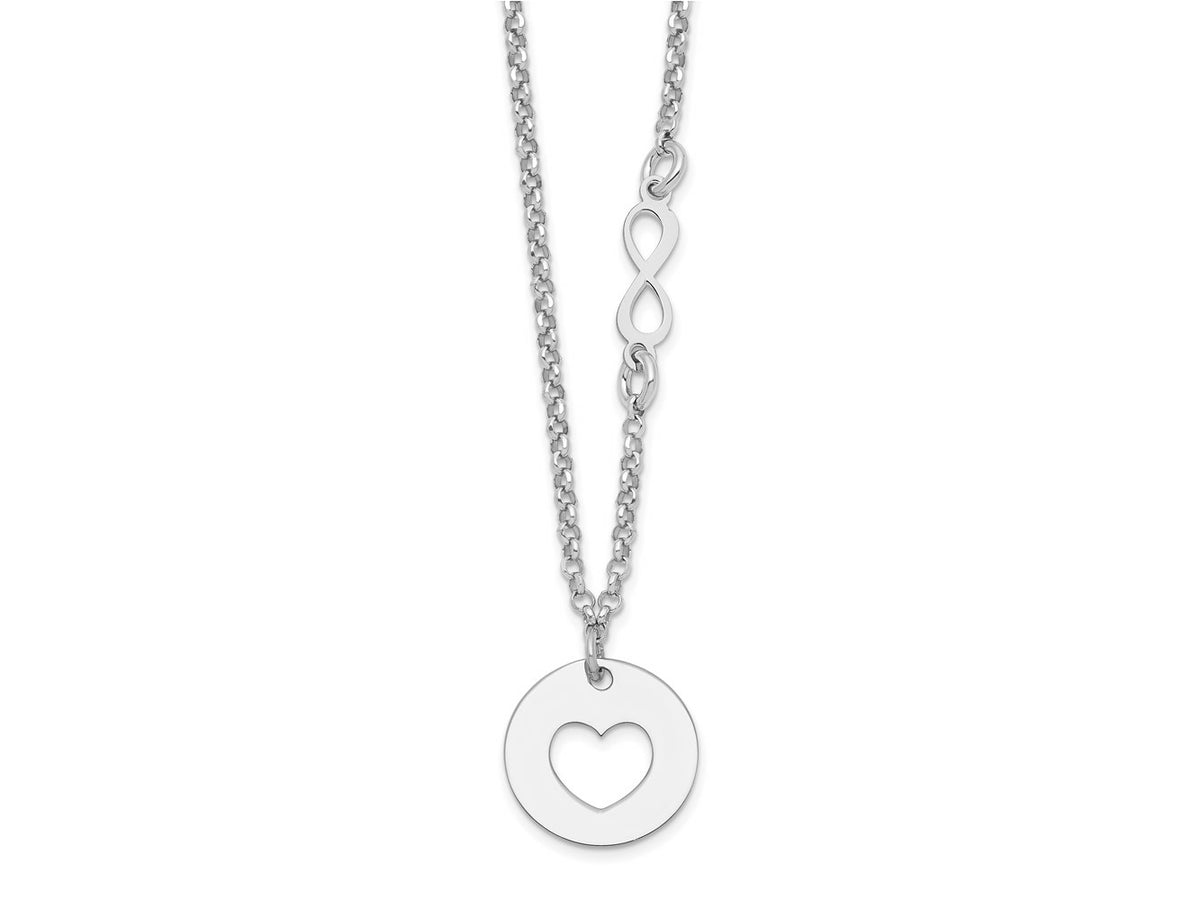 FJC Finejewelers 925 Sterling Silver Cable  Heart and Infinity with 1 in Ext Necklace 17 Inches x 12 mm