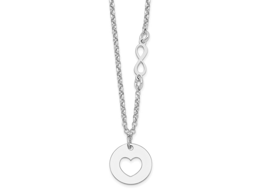 FJC Finejewelers 925 Sterling Silver Cable  Heart and Infinity with 1 in Ext Necklace 17 Inches x 12 mm