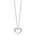 FJC Finejewelers 925 Sterling Silver Cable  Red Enamel Heart with 1 in Ext Necklace 17 Inches x 17 mm