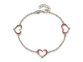 FJC Finejewelers 925 Sterling Silver  Red Enamel 3-Heart with .5 in Ext Bracelet 7 Inches x 12.22 mm