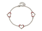 FJC Finejewelers 925 Sterling Silver  Red Enamel 3-Heart with .5 in Ext Bracelet 7 Inches x 12.22 mm