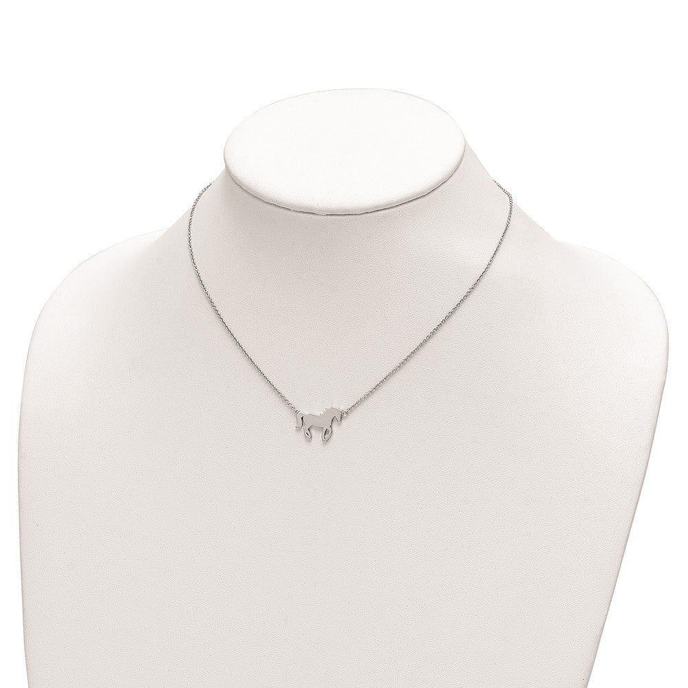 FJC Finejewelers 925 Sterling Silver Cable  Polished Horse with 2in ext Necklace 18 Inches x 19 mm