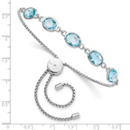 FJC Finejewelers 925 Sterling Silver  Blue Topaz and CZ Adjustable Bracelet 7.5 Inches x 1.5 mm