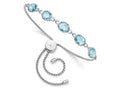 FJC Finejewelers 925 Sterling Silver  Blue Topaz and CZ Adjustable Bracelet 7.5 Inches x 1.5 mm