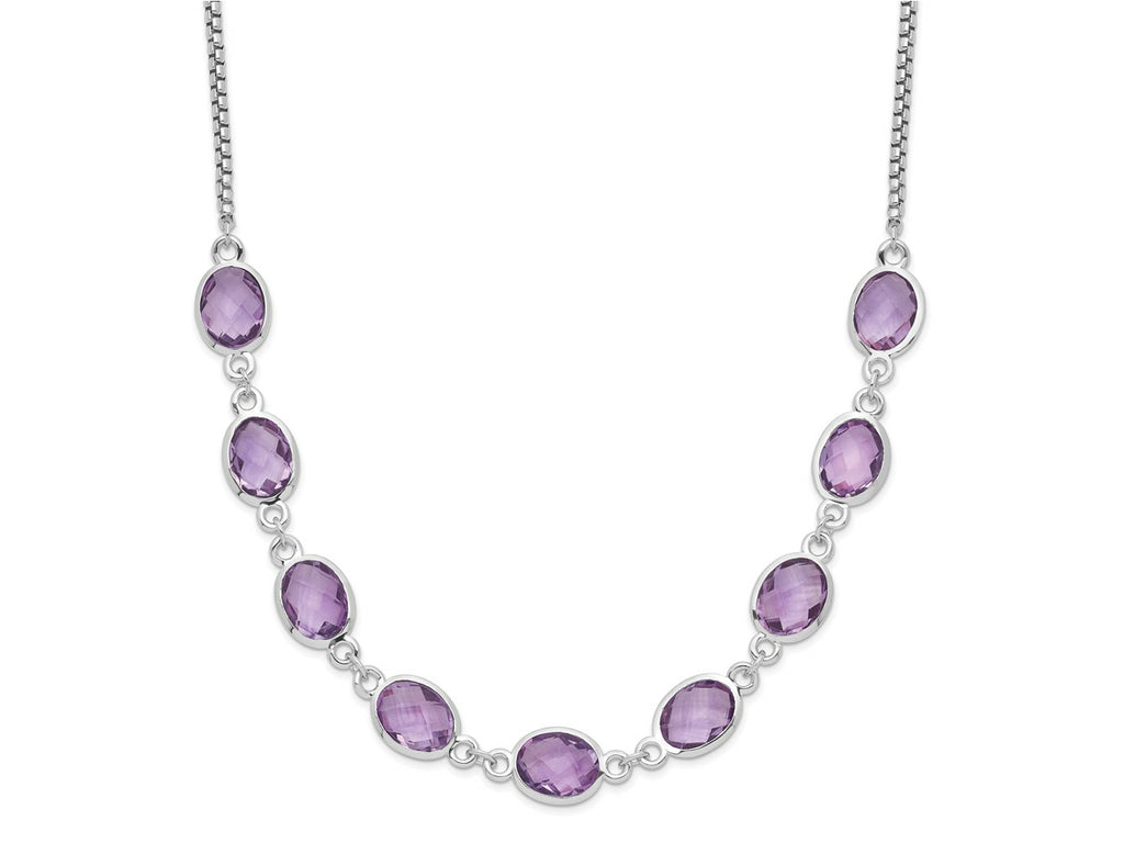 FJC Finejewelers 925 Sterling Silver Amethyst Necklace with 2 in ext. 19 Inches x 10 mm