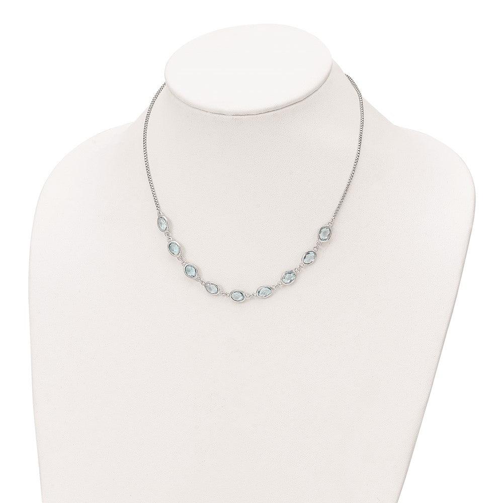 FJC Finejewelers 925 Sterling Silver Rhodium Plated Polished Blue Topaz with 2 in ext. Necklace 17 Inches
