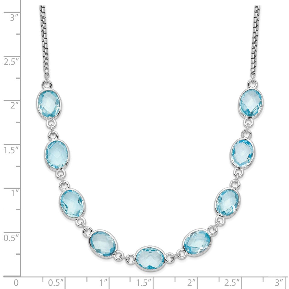 FJC Finejewelers 925 Sterling Silver Rhodium Plated Polished Blue Topaz with 2 in ext. Necklace 17 Inches