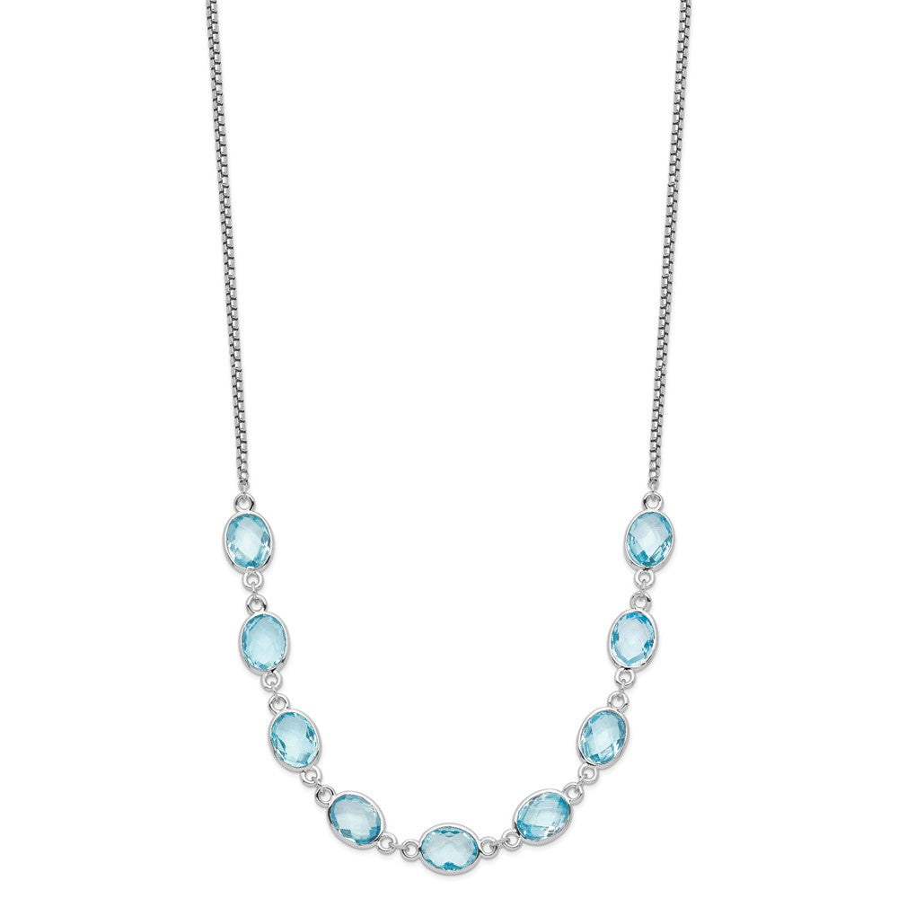 FJC Finejewelers 925 Sterling Silver Rhodium Plated Polished Blue Topaz with 2 in ext. Necklace 17 Inches