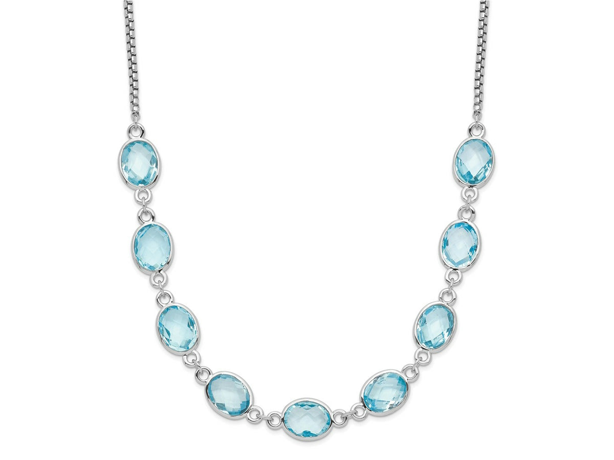 FJC Finejewelers 925 Sterling Silver Rhodium Plated Polished Blue Topaz with 2 in ext. Necklace 17 Inches