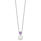 FJC Finejewelers 925 Sterling Silver Amethyst MOP Necklace 18 Inches x 14 mm
